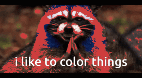 a picture of a raccoon with the words " i like to color things " underneath it