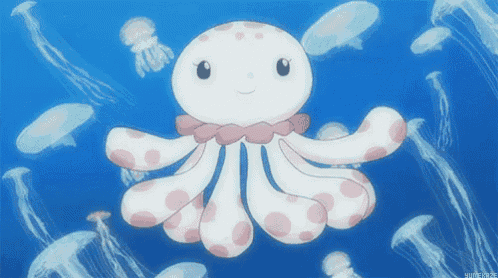 a cartoon jellyfish is surrounded by other jellyfish in the ocean