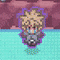 a pixel art of a person in a video game standing in the water .