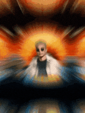 a blurry image of a person with a glowing eye