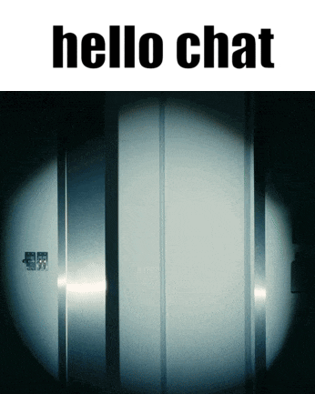 a picture of a door and the words hello chat