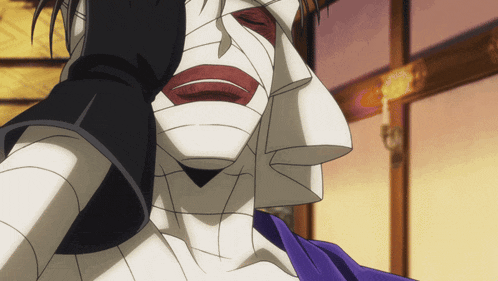 a cartoon character with a bandaged face and a black glove