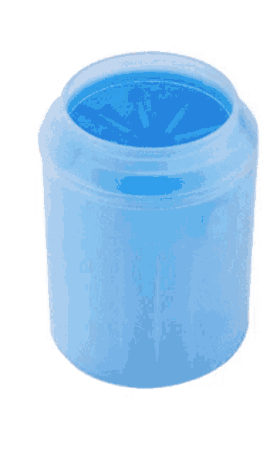a blue container with the words for more details on the bottom of it