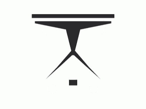 a black and white logo with a t and circles on it