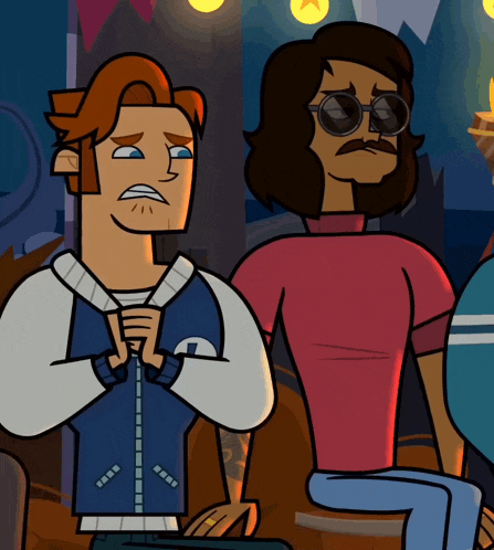 a cartoon of a man wearing sunglasses and a blue jacket