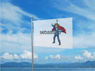 a flag that says sebastian on it