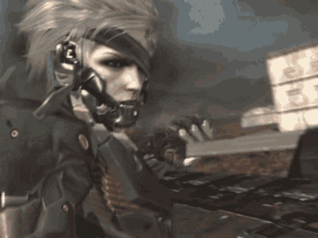a video game character is wearing a helmet that says ' a ' on it