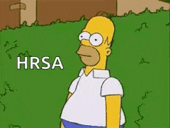 homer simpson is standing in the grass with the word hrsa written on the grass .