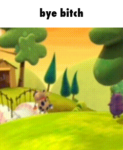 a picture of a cartoon scene with the words bye bitch above it