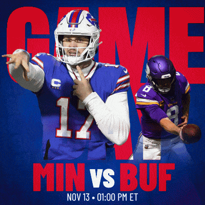 a poster for a football game between the buffalo bills and minnesota vikings