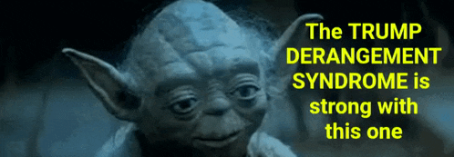 a picture of yoda with a caption that says the trump derangement syndrome is strong with this one