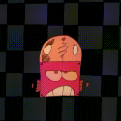 a pink cartoon character with the words finkman finkman on the top