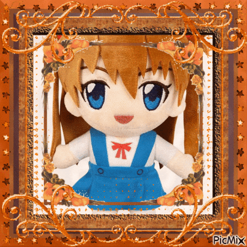 a picture of a stuffed doll in a frame with the words picmix at the bottom