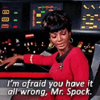 a woman in a red sweater says i 'm afraid you have it all wrong