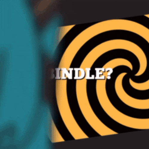 a black and yellow swirl with the words bindle written on it