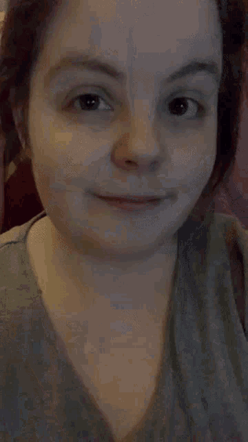 a close up of a woman 's face with black eyes