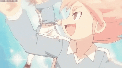 a couple of anime characters are giving each other thumbs up .