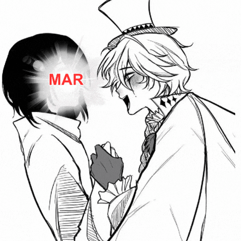 a black and white drawing of two people with the word mar on the top