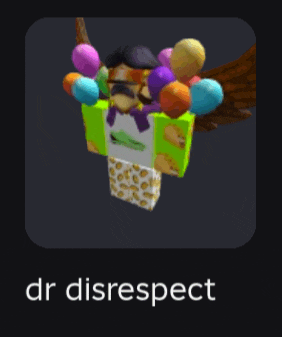 a cartoon character with balloons on his head and the words dr disrespect below him