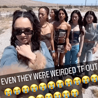 a group of women standing next to each other with the caption " even they were weirded te out "