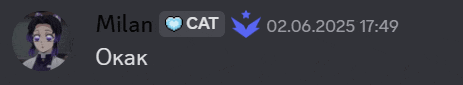 a screenshot of a chat with milan cat and okak