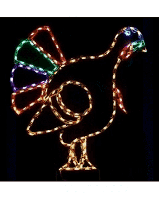 a spider made of green and purple lights is lit up in the dark