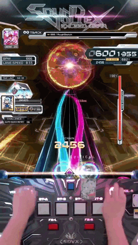 a person is playing a video game with the number 2456 on the screen