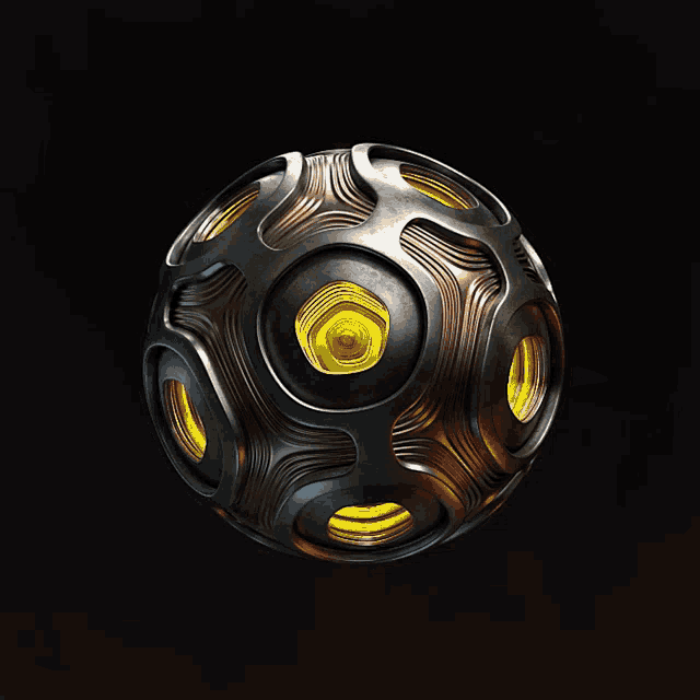 a metal ball with spikes on it is against a black background