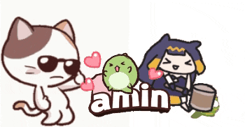 a cat wearing sunglasses stands next to a cartoon character that says amin