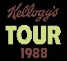 a kellogg 's tour logo from 1988 is on a black background .