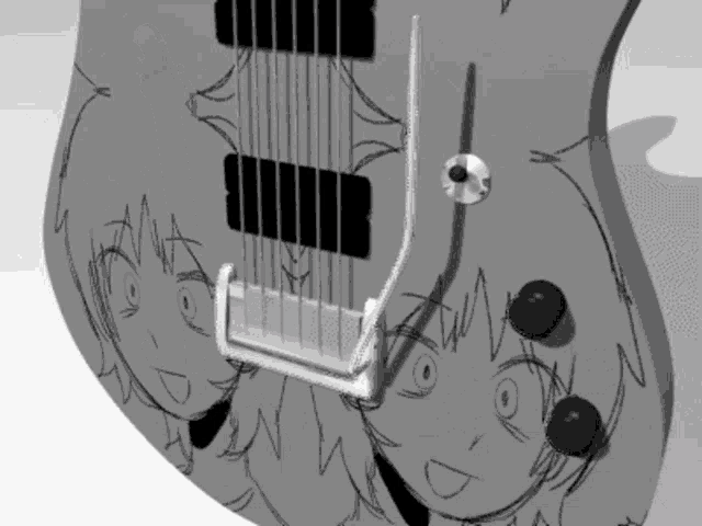 a guitar with a picture of a girl on it