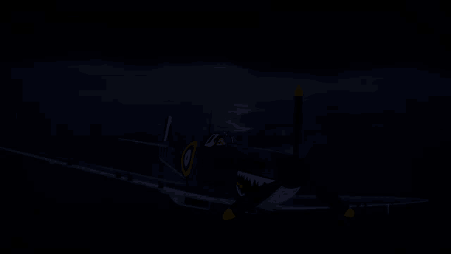 a plane with a shark tooth on the side of it