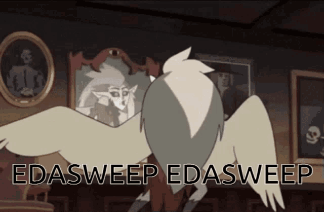a cartoon of an owl with the words edasweep edasweep