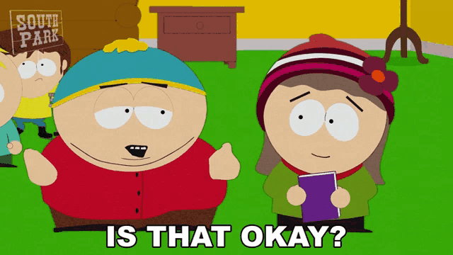 two south park characters are standing next to each other