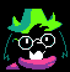 a pixel art of a cartoon character with glasses and a green hat