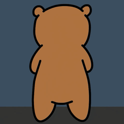 a cartoon drawing of a brown teddy bear standing up