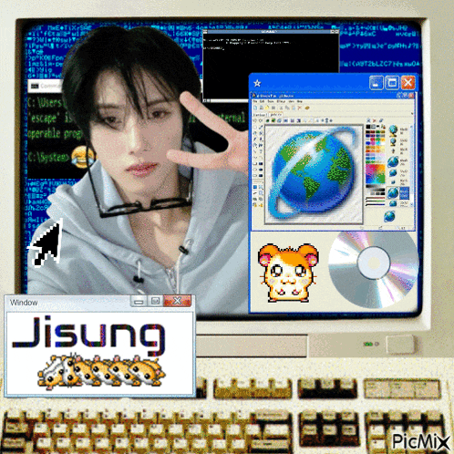 a computer screen with ji sung written on the bottom