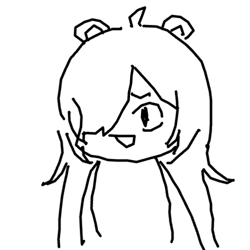 a black and white drawing of a girl with long hair and teddy bear ears on her head .