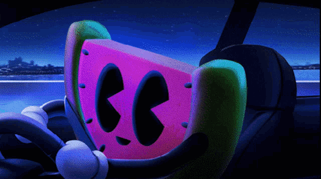 a cartoon drawing of a watermelon with a face