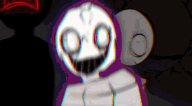 a cartoon character with a purple background has a glowing face