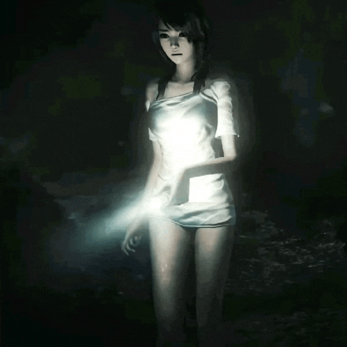 a woman in a white dress is holding a light