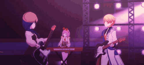 a man and a girl are standing next to each other in a dark room . the girl is holding a violin .