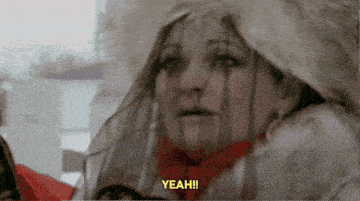 a woman in a fur coat says yeah