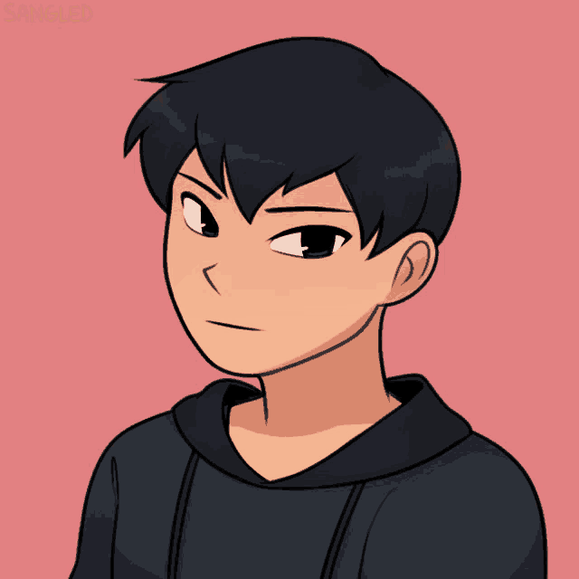a drawing of a boy with the name sangled at the top