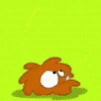 a cartoon character with long legs and sharp teeth is standing on a green background .