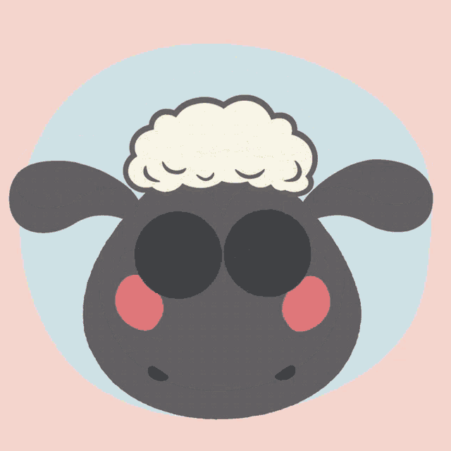 a cartoon of a sheep with a rainbow behind it