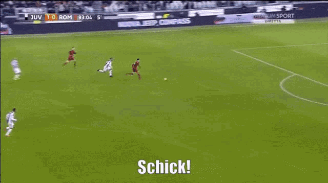 a soccer game between juventus and roma is being shown on tv