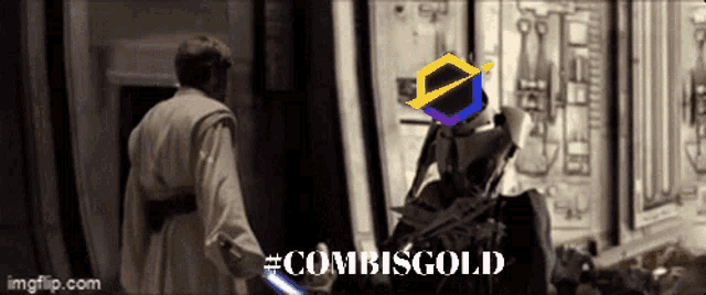 a picture of a man and a robot with the words #combisgold