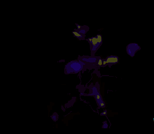 a green glowing object is against a black background .