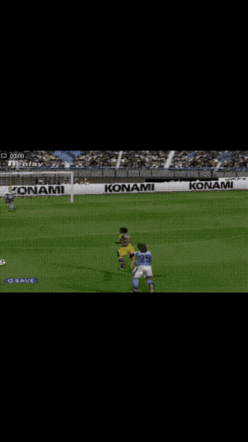 a soccer game is being played on a konami game